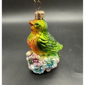 CHRISTOPHER RADKO 2001 BLOSSOM SONG 5" ornament 01-0697-0 GREEN BIRD SPRING